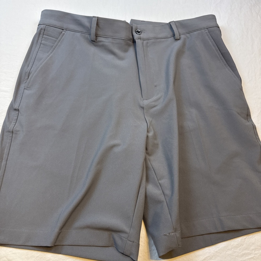 Dunning Shorts Mens 34 Gray Golf Performance Stretch Flat Front Casual Athletic